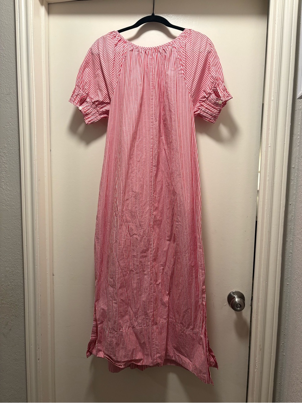 J. Crew Red and White Stripe Button-Front Maxi Dress - Picture 5 of 9